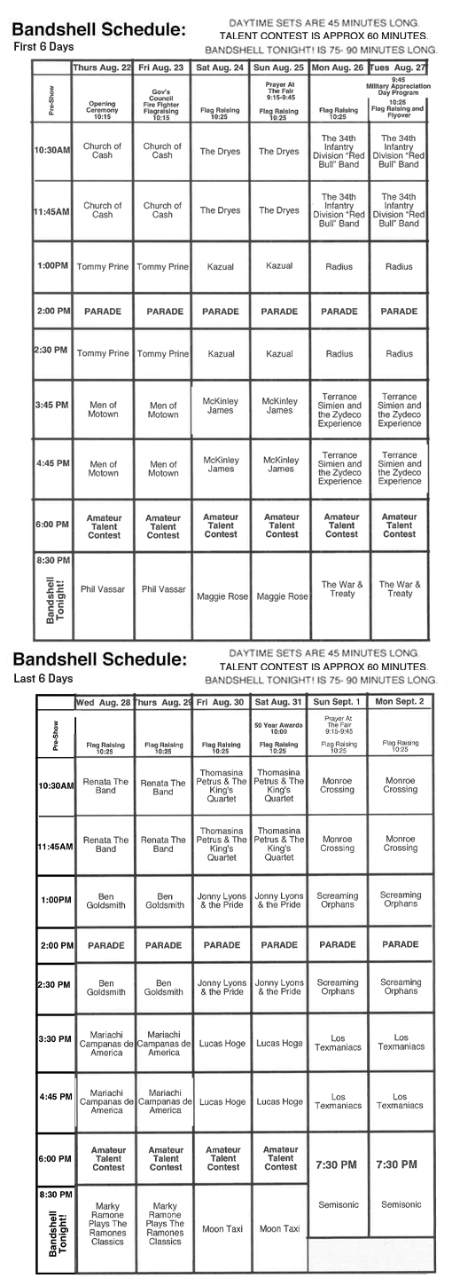 2024 Bandshell Schedule